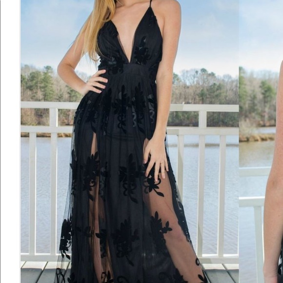 Black Tulle Prom Dress - Picture 3 of 3